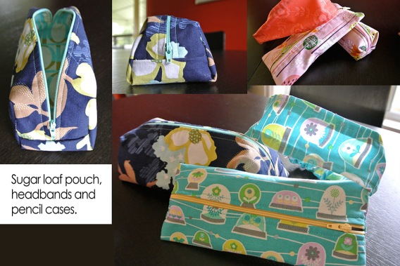Sugar loaf pouch, headbands and pencil cases